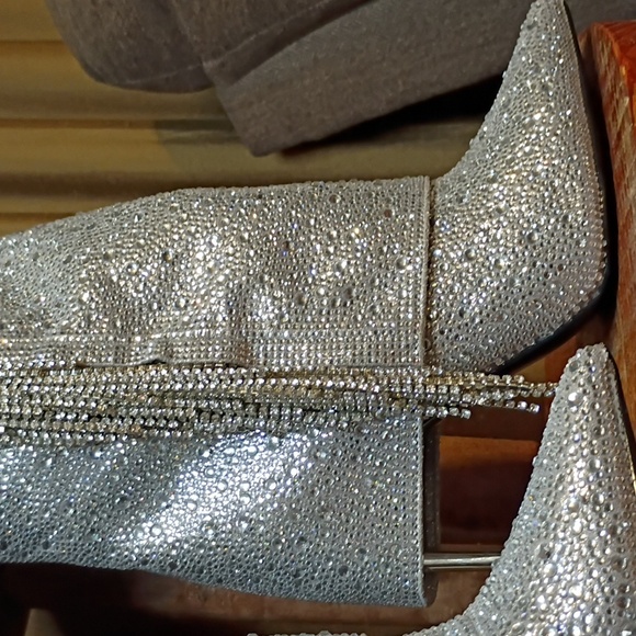 Steve Madden Silver Rhinestones Heeled Boots - Picture 3 of 10